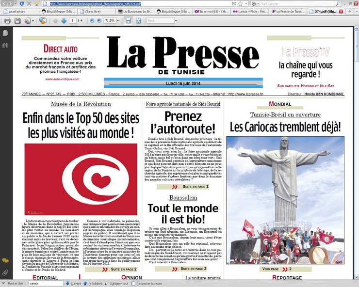 Avec une édition spéciale, le quotidien tunisien s'est projeté en 2014