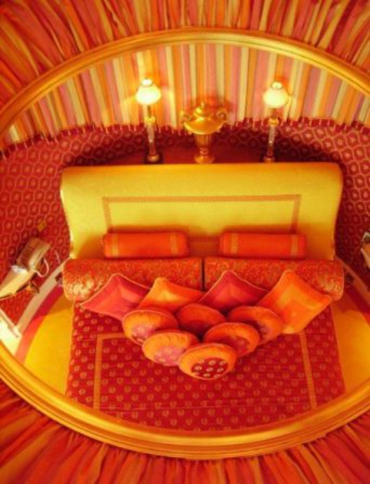 Mirror over the lady's bed...