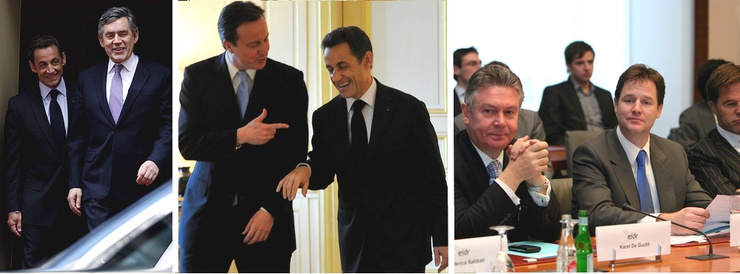 Pero tal vez Nick Clegg conoce mejor Bruselas y cómo funciona. En la foto aparece con el comisario belga Karel De Gucht, en la conferencia de la ALDE