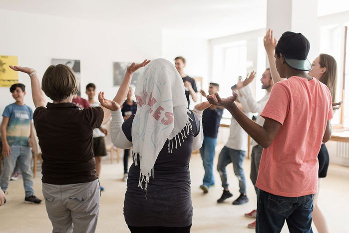 Image for Berlin: free theater workshops for refugees. 