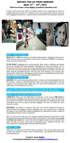 Image for Call for journalists/ photographers: 'EUtopia' on the ground, 11-14 April 2013, Warsaw (closed)