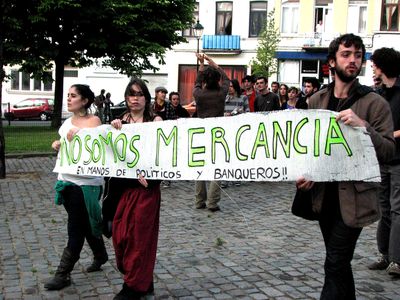 Image for A Bruxelles, les Indignés la jouent populaire
